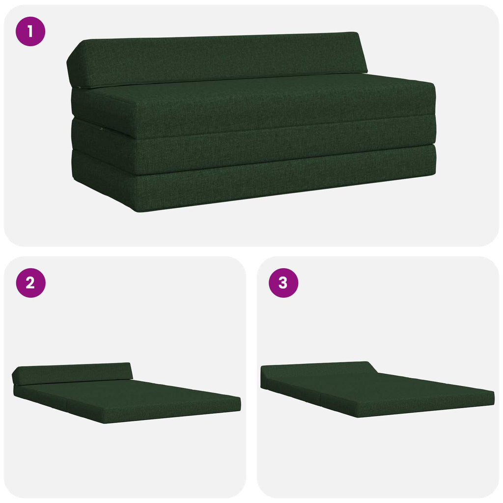 Klappsofa Bett Dunkelgrün 120 x 60 x 49 cm Stoff