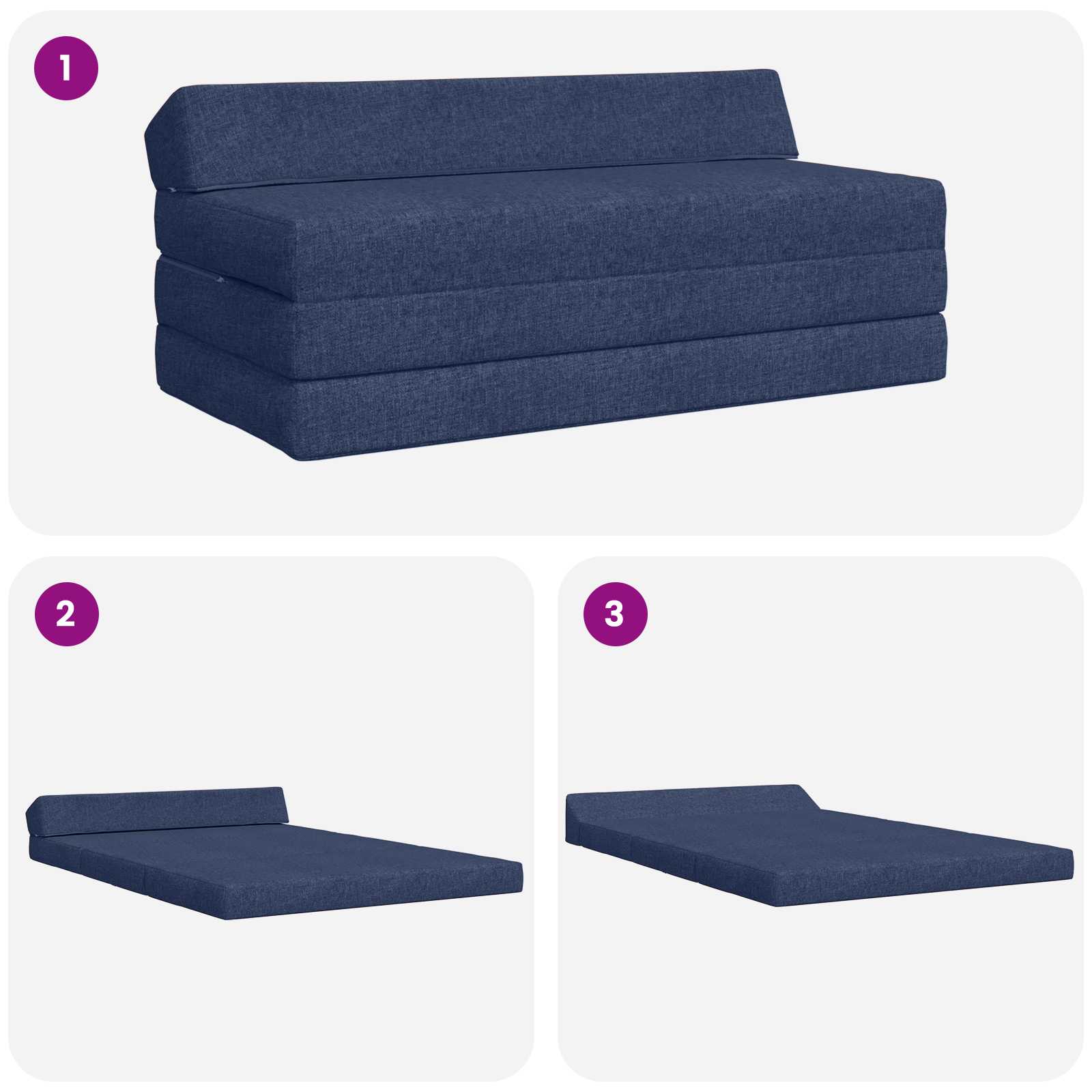 Klappsofa Bett Blau 120 x 60 x 49 cm Stoff