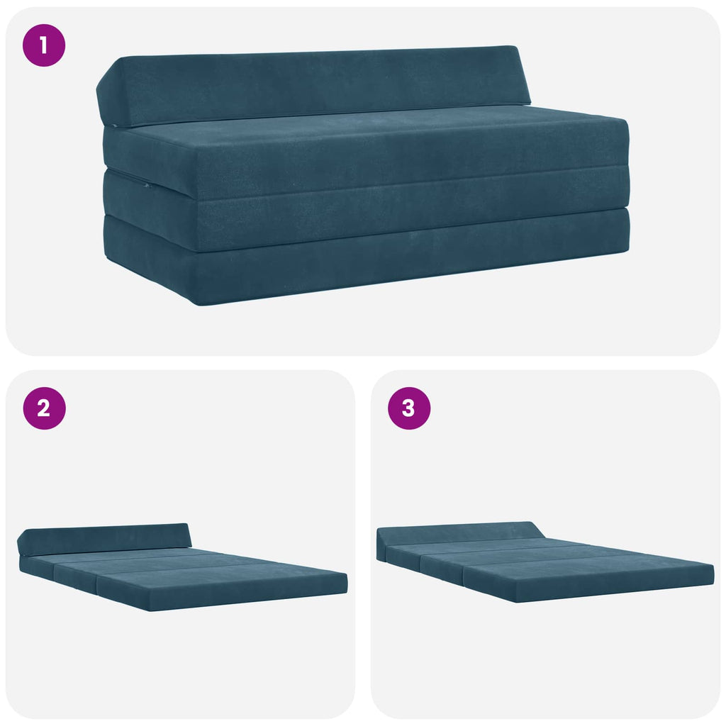 Klappsofa Bett Blau 120 x 60 x 49 cm Stoff