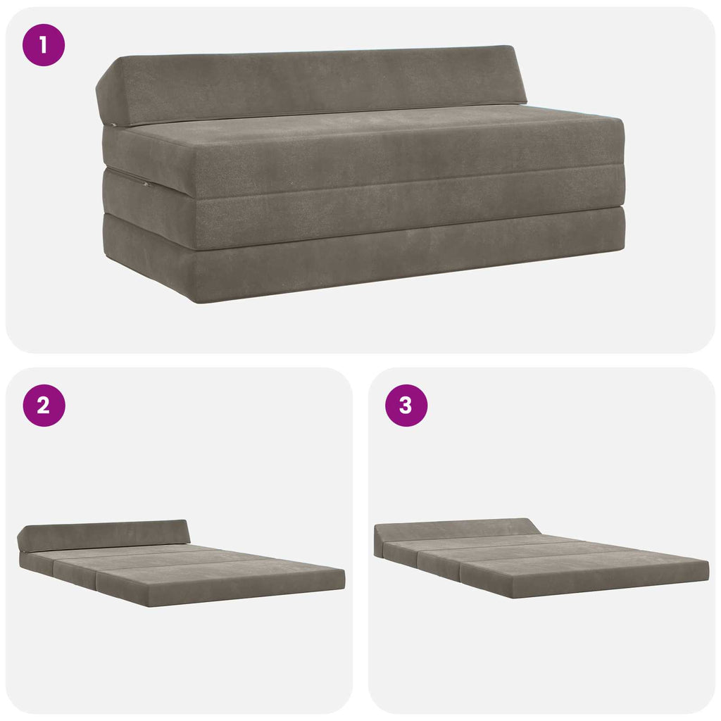 Klappsofa Bett Hellgrau 120 x 60 x 49 cm Stoff