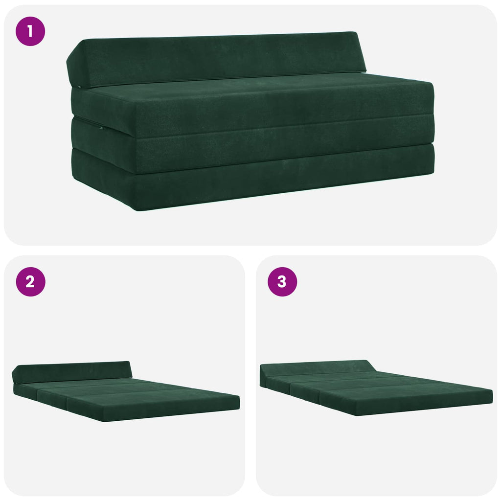 Klappsofa Bett Dunkelgrün 120 x 60 x 49 cm Stoff