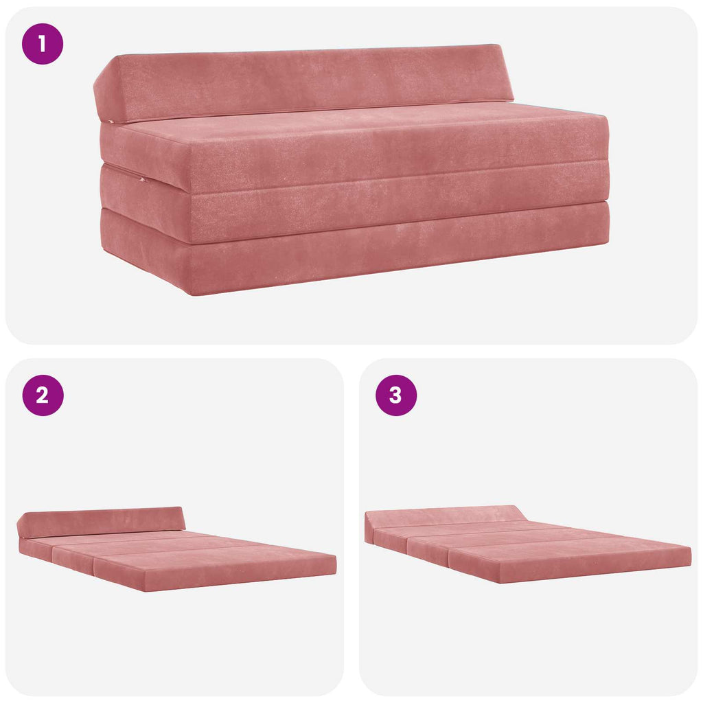Klappsofa Bett Rosa 120 x 60 x 49 cm Stoff