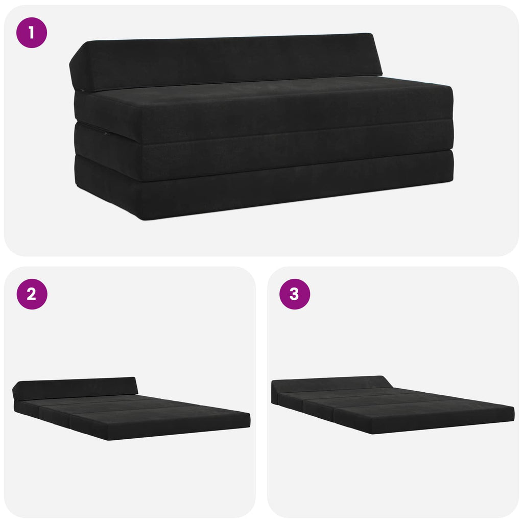 Klappsofa Bett Schwarz 120 x 60 x 49 cm Stoff