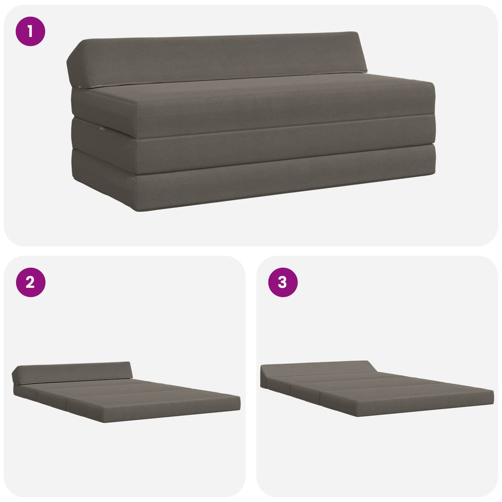 Klappsofa Bett Hellgrau 120 x 60 x 49 cm Stoff