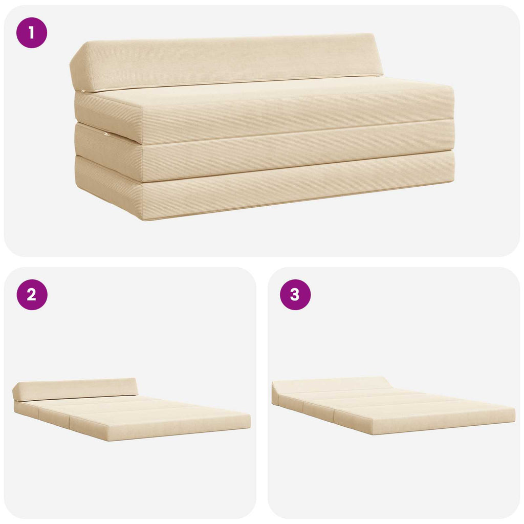Klappsofa Bett Creme 120 x 60 x 49 cm Stoff
