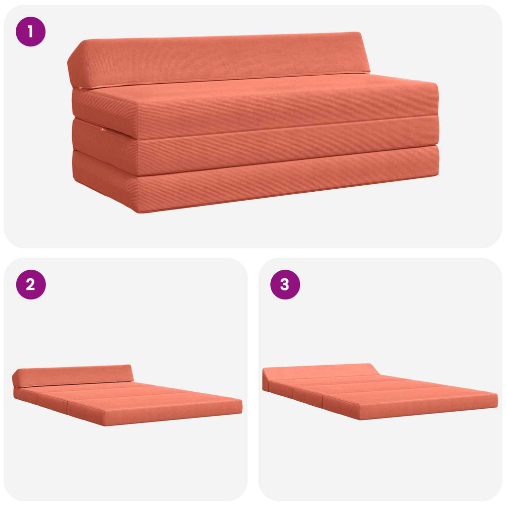Klappsofa Bett Rot-Orange 120 x 60 x 49 cm Stoff