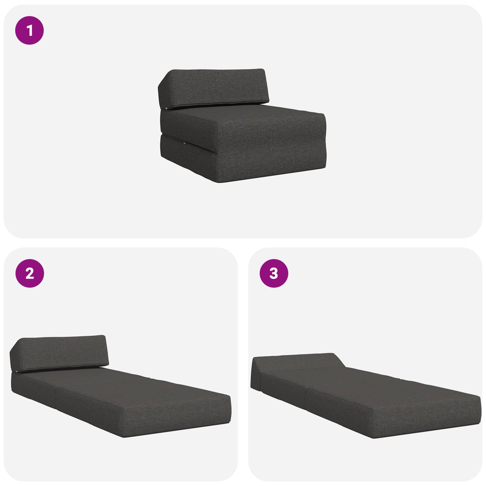 Klappsofa Bett Dunkelgrau 60 x 70 x 41 cm Stoff