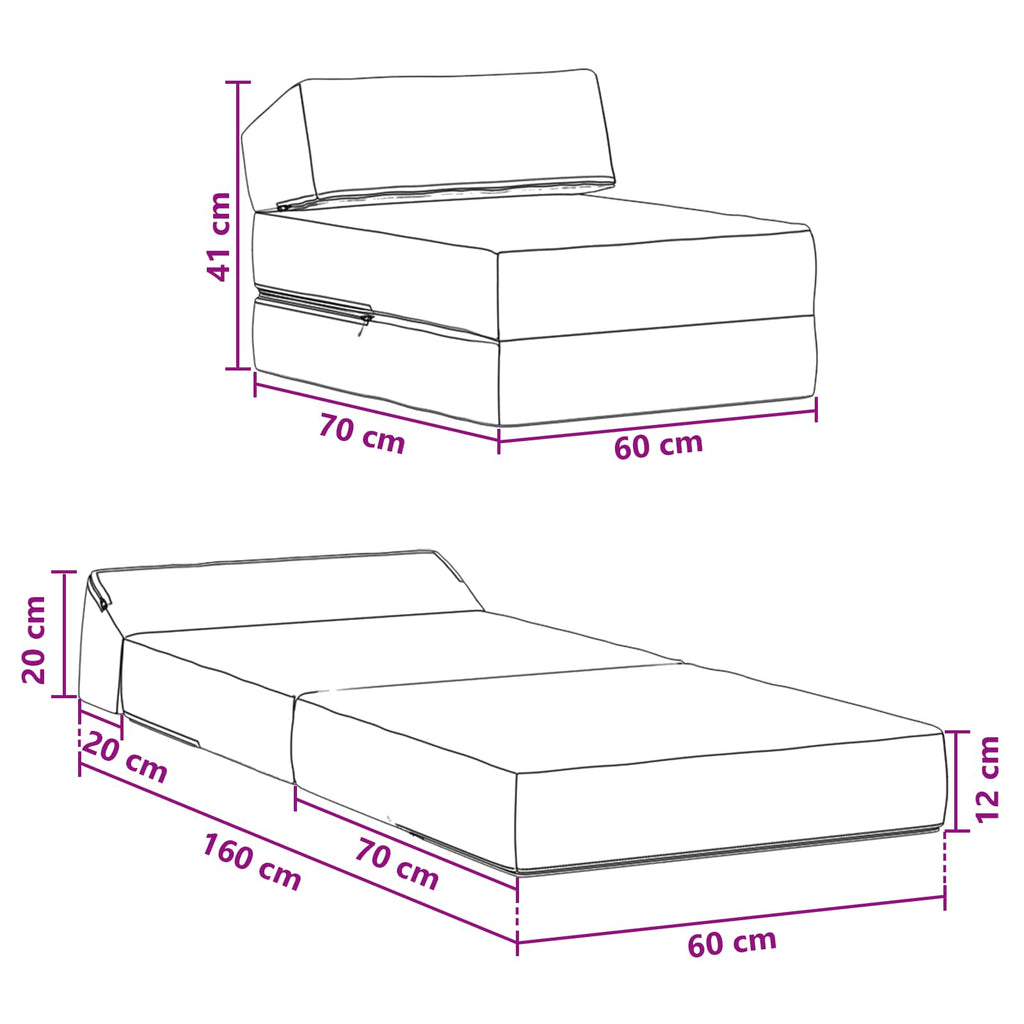 Klappsofa Bett Dunkelgrün 60 x 70 x 41 cm Stoff