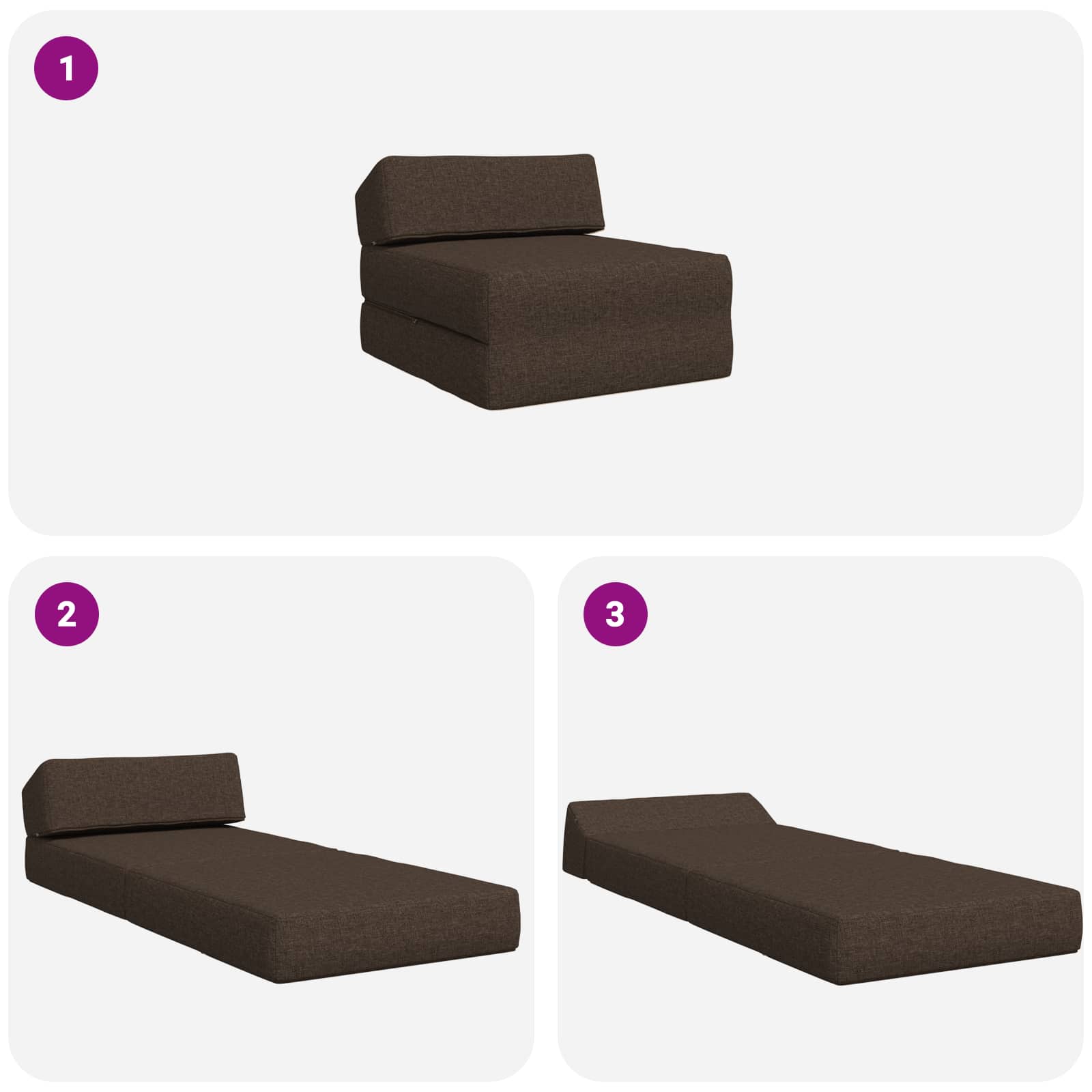 Klappsofa Bett Taupe 60 x 70 x 41 cm Stoff