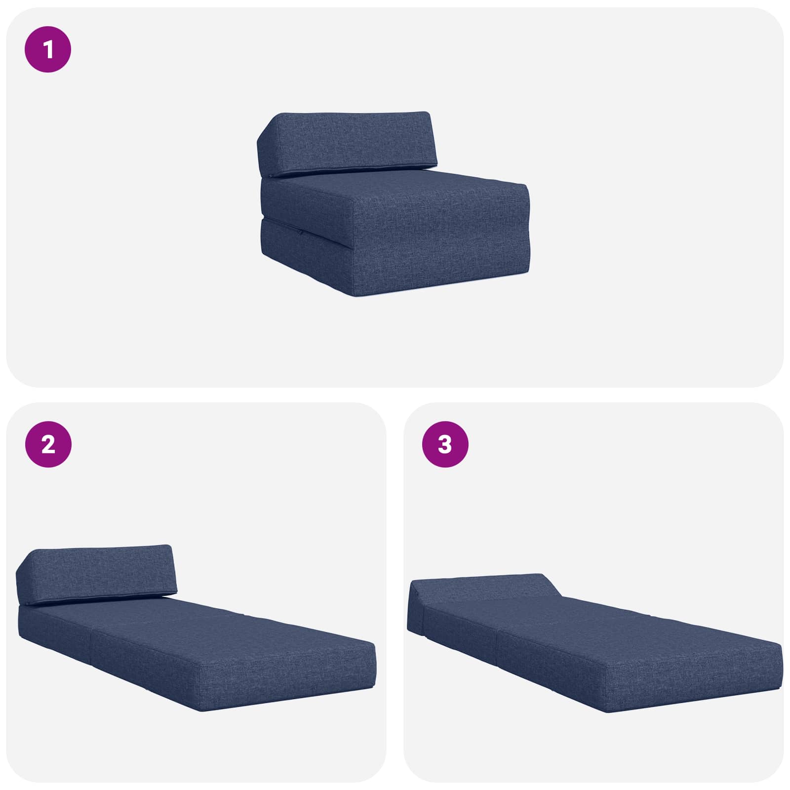 Klappsofa Bett Blau 60 x 70 x 41 cm Stoff