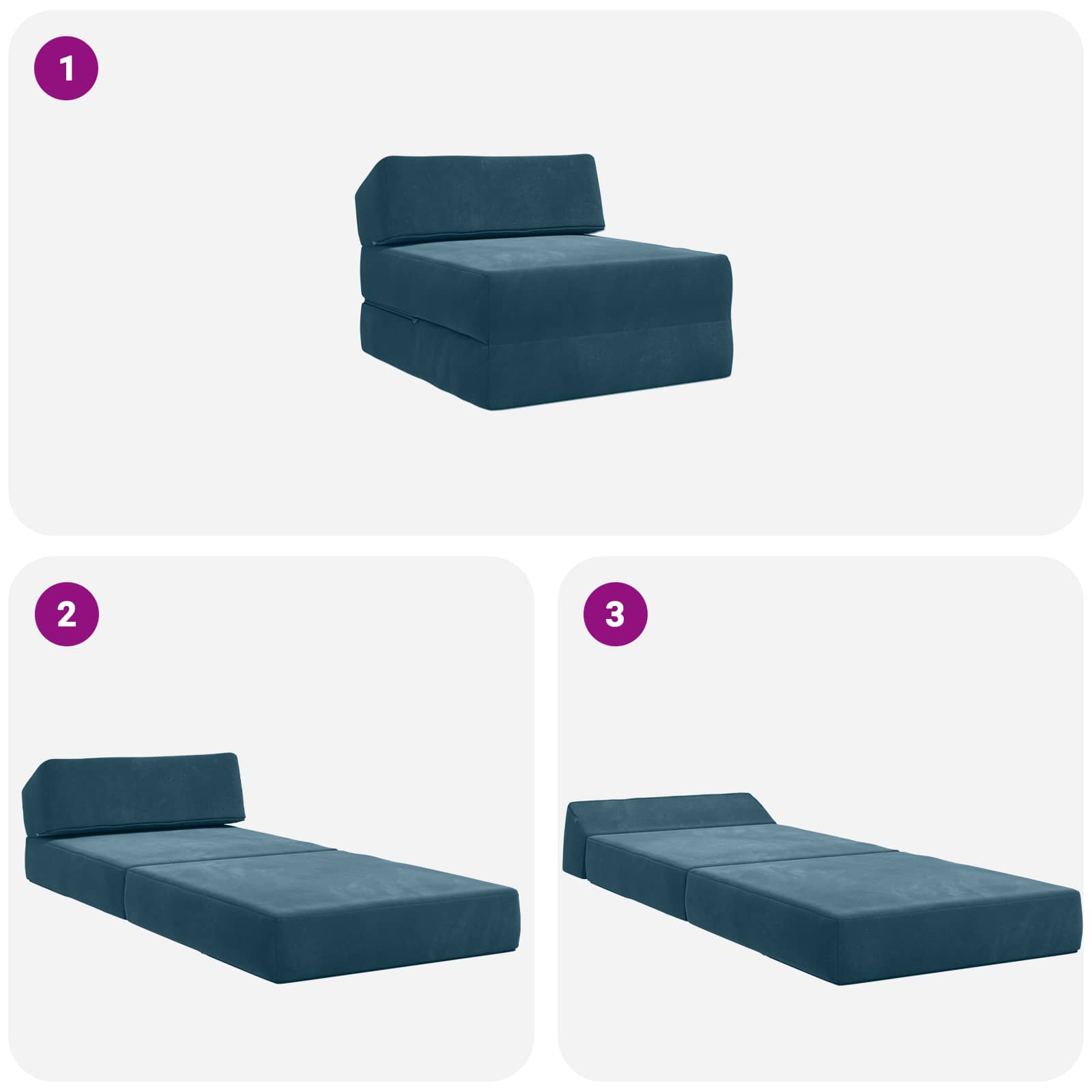 Klappsofa Bett Blau 60 x 70 x 41 cm Stoff