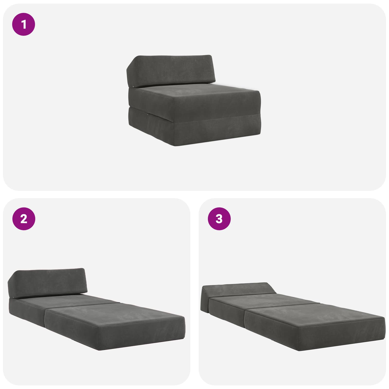Klappsofa Bett Dunkelgrau 60 x 70 x 41 cm Stoff