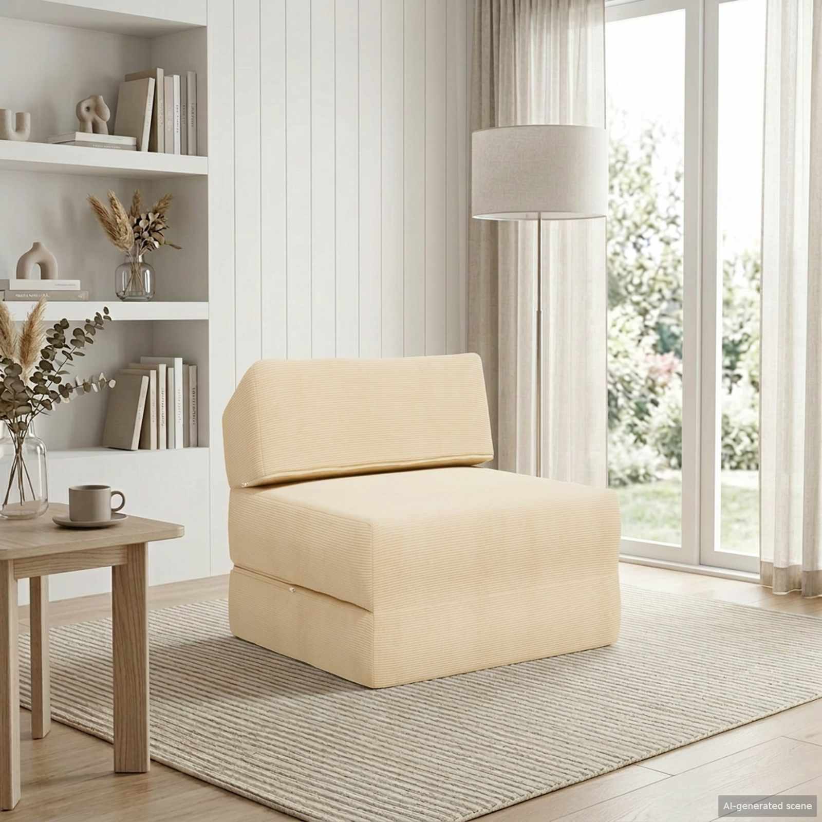 Klappsofa Bett Creme 60 x 70 x 41 cm Stoff