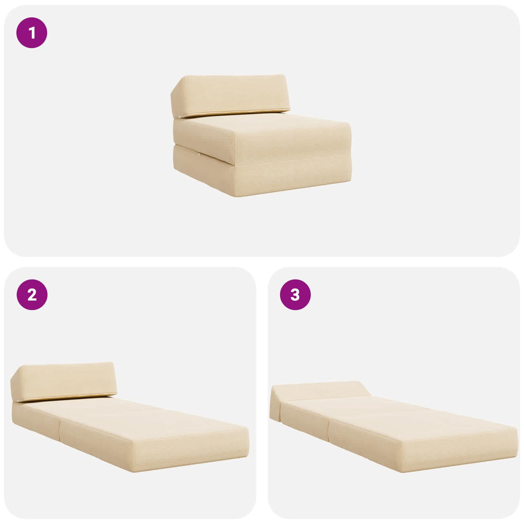 Klappsofa Bett Creme 60 x 70 x 41 cm Stoff