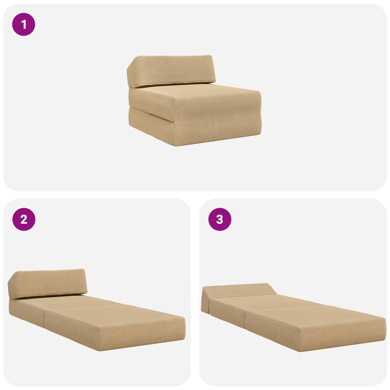 Klappsofa Bett Grün Grau 60 x 70 x 41 cm Stoff