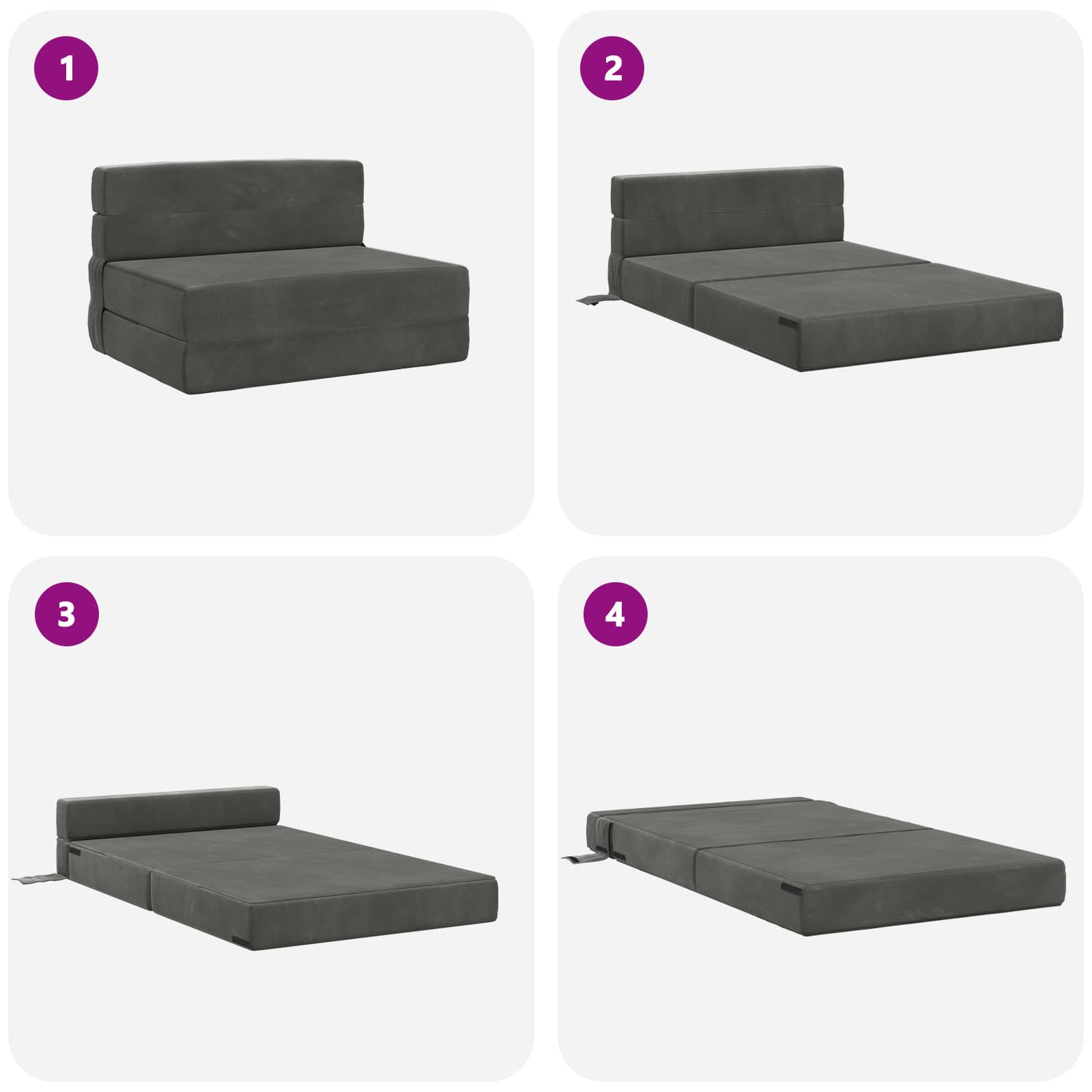 Klappsofa Bett Dunkelgrau 70 x 72 x 60 cm Stoff