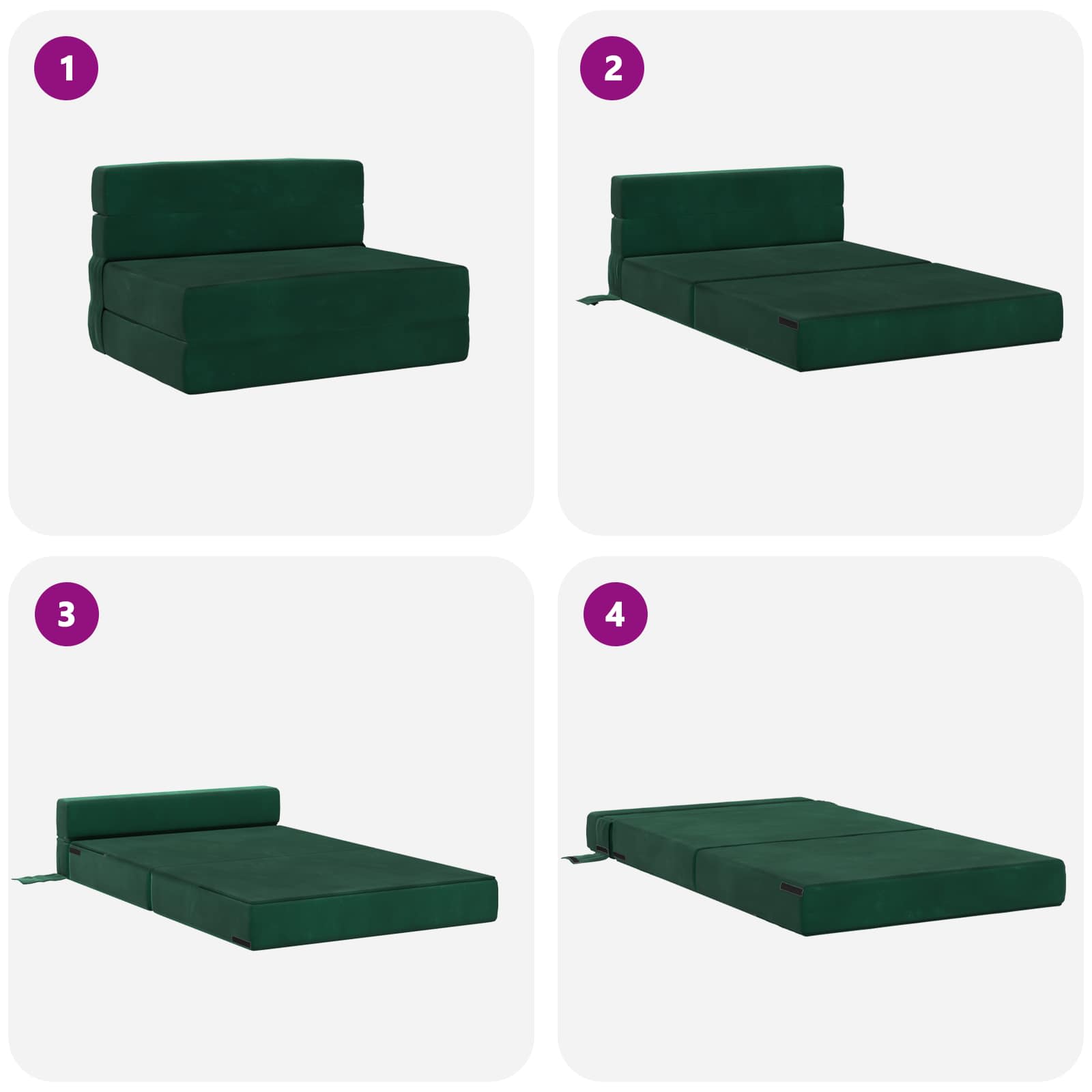 Klappsofa Bett Dunkelgrün 70 x 72 x 60 cm Stoff