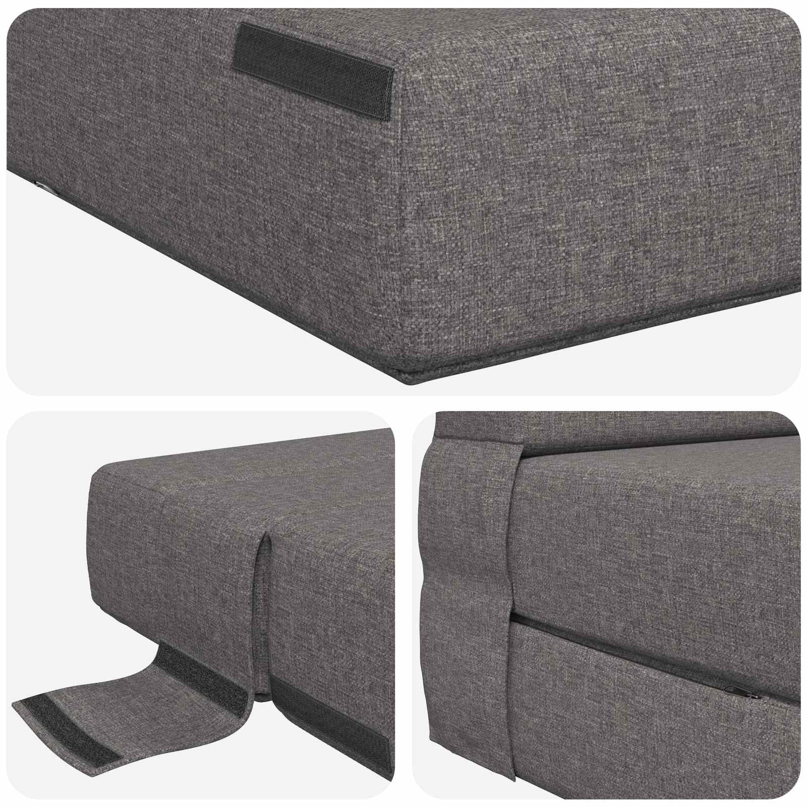 Klappsofa Bett Hellgrau 70 x 80 x 60 cm Stoff