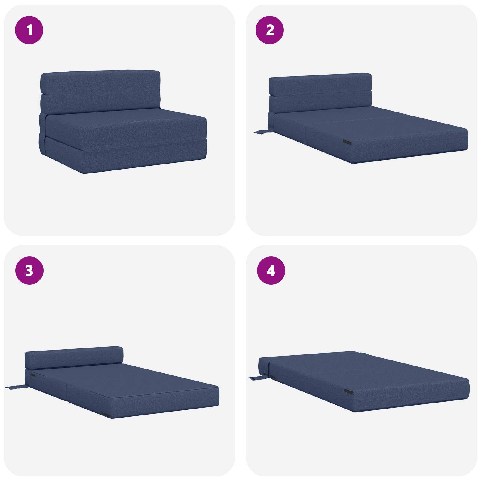 Klappsofa Bett Blau 70 x 80 x 60 cm Stoff