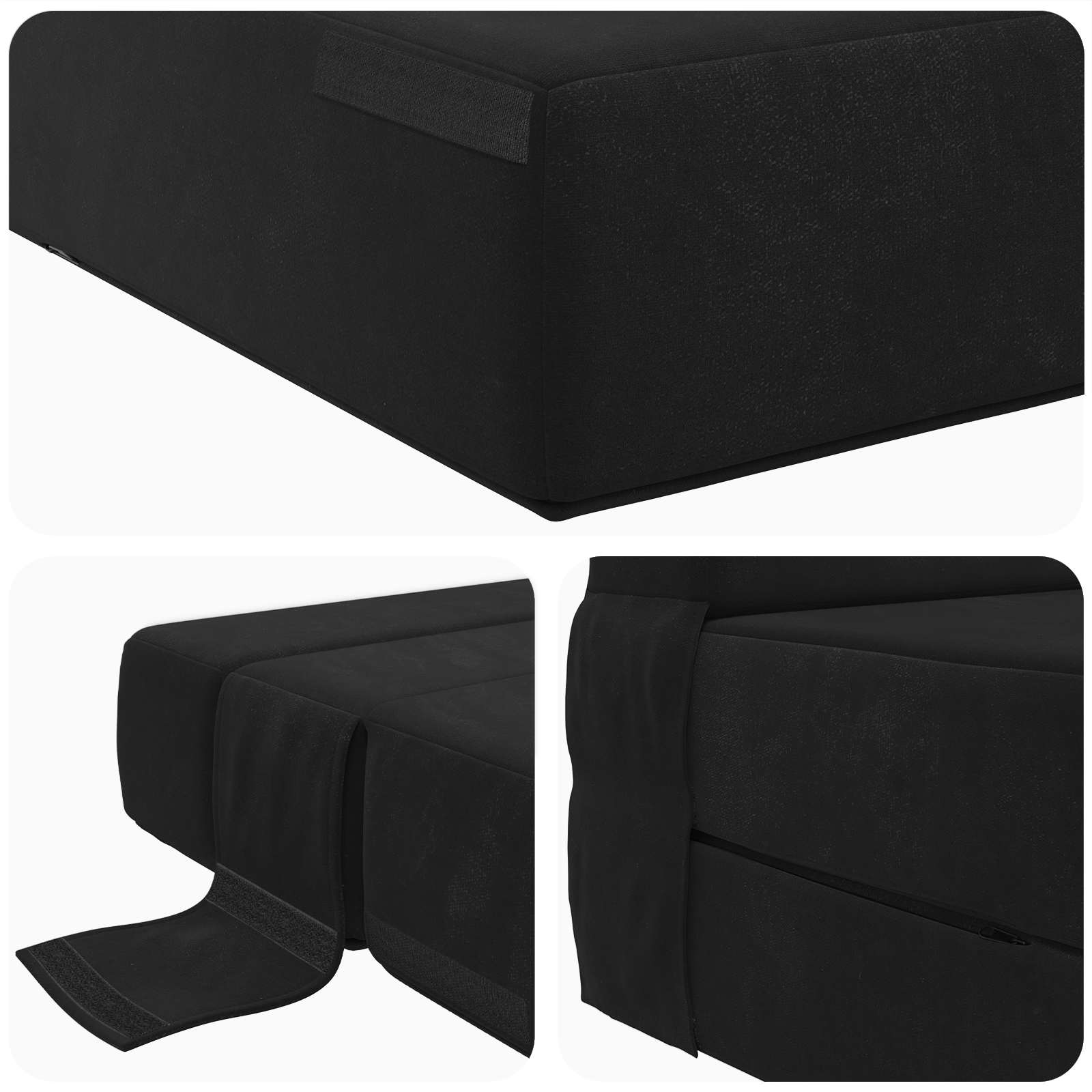 Klappsofa Bett Schwarz 70 x 80 x 60 cm Stoff