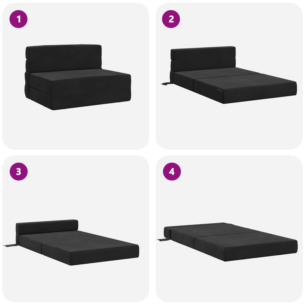 Klappsofa Bett Schwarz 70 x 80 x 60 cm Stoff