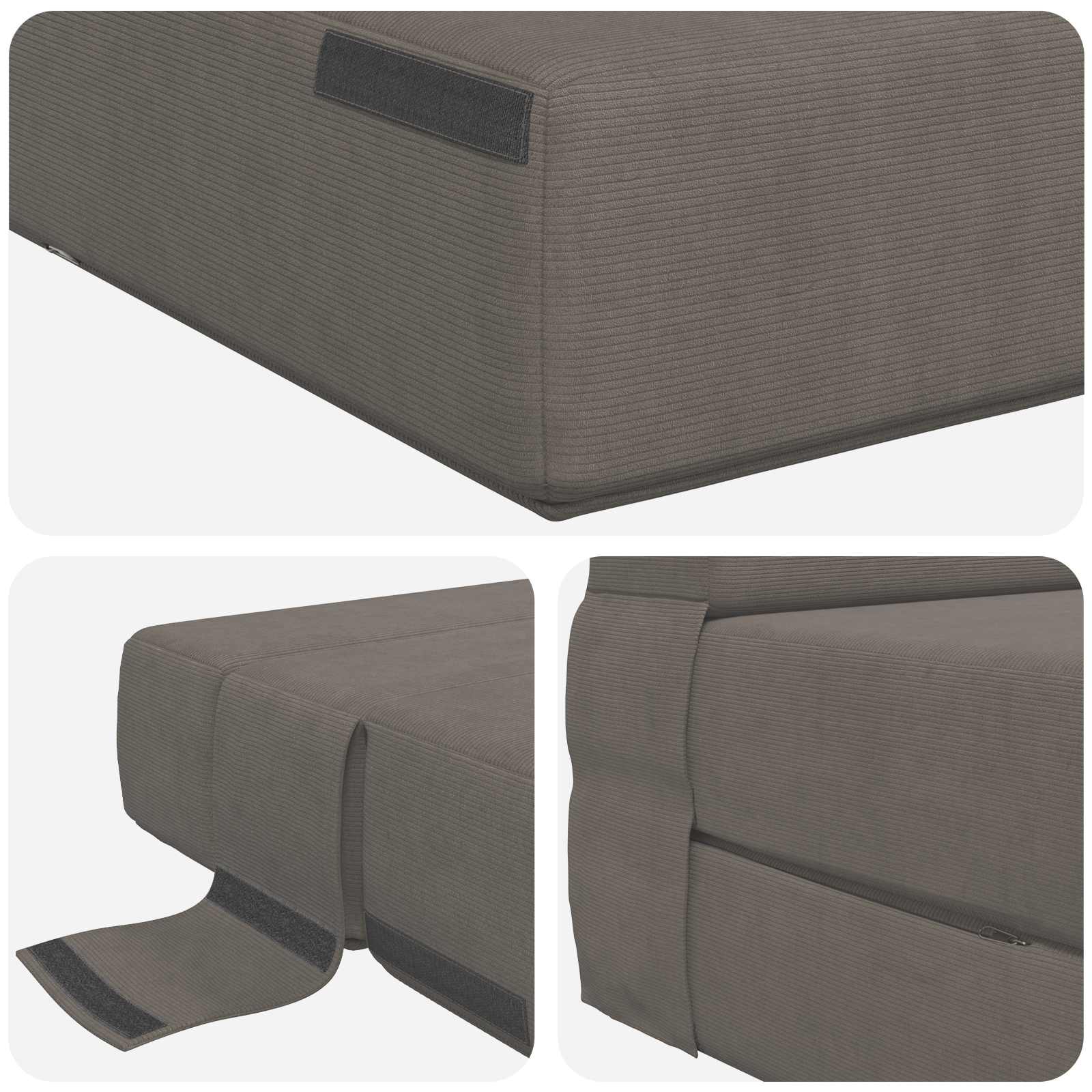 Klappsofa Bett Hellgrau 70 x 80 x 60 cm Stoff