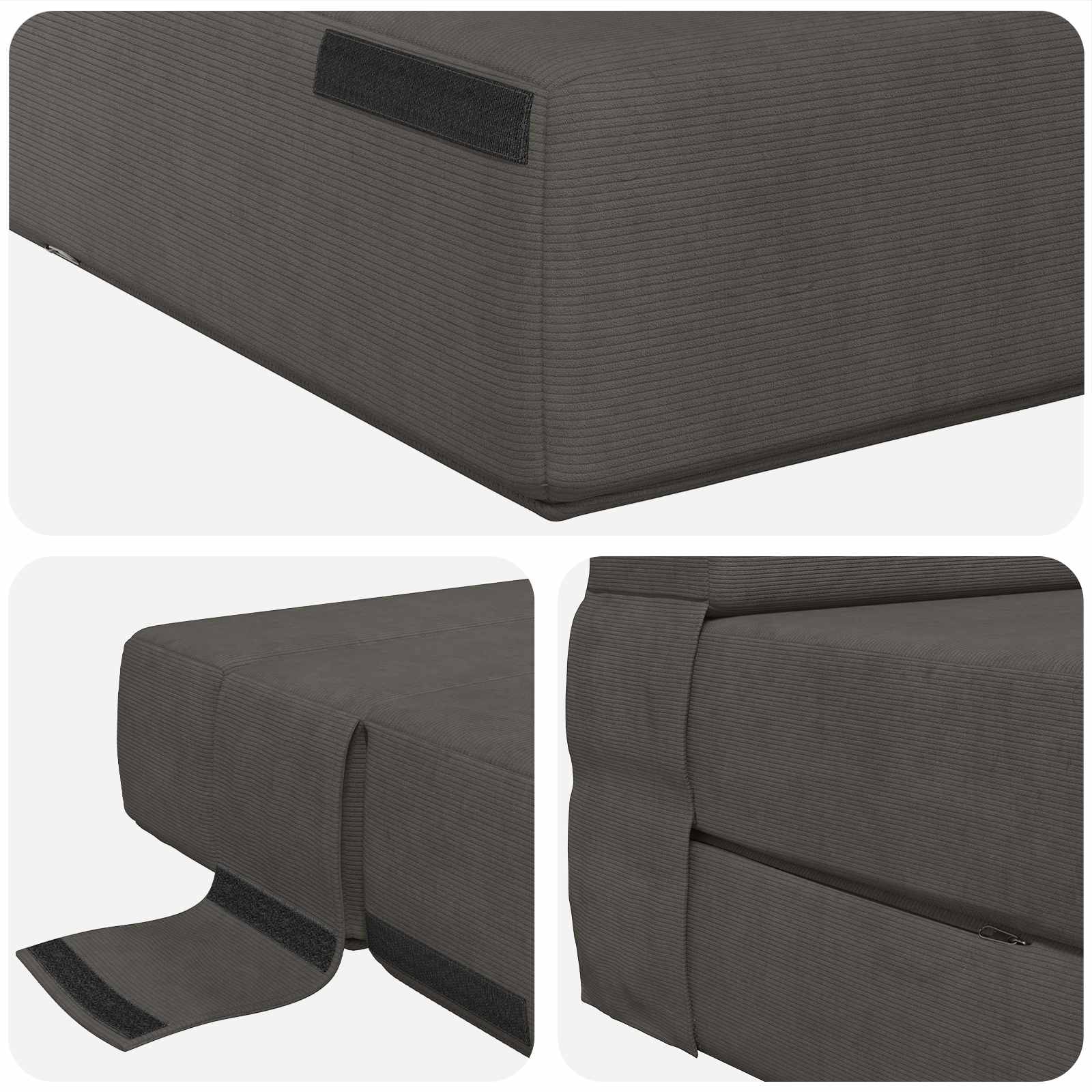 Klappsofa Bett Dunkelgrau 70 x 80 x 60 cm Stoff
