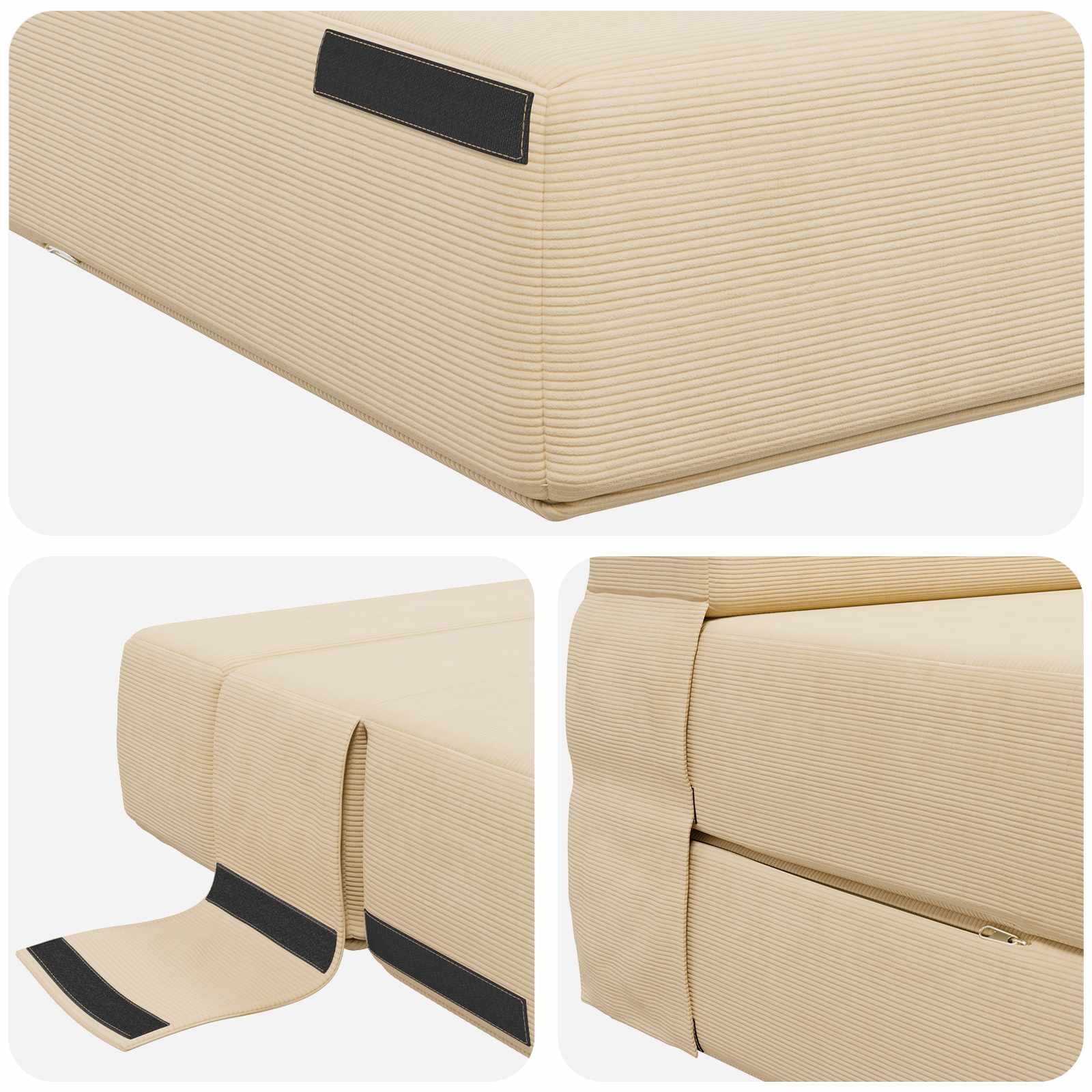 Klappsofa Bett Creme 70 x 80 x 60 cm Stoff