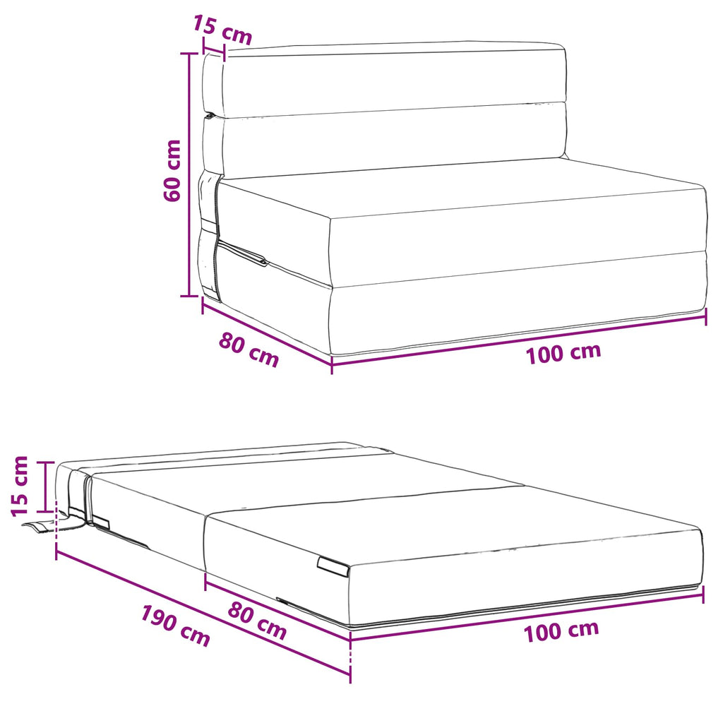 Klappsofa Bett Hellgrau 100 x 80 x 60 cm Stoff