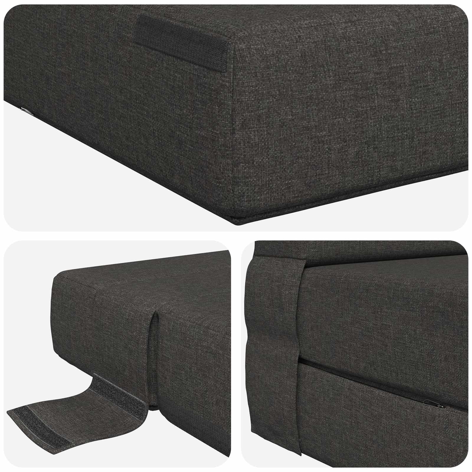 Klappsofa Bett Dunkelgrau 100 x 80 x 60 cm Stoff