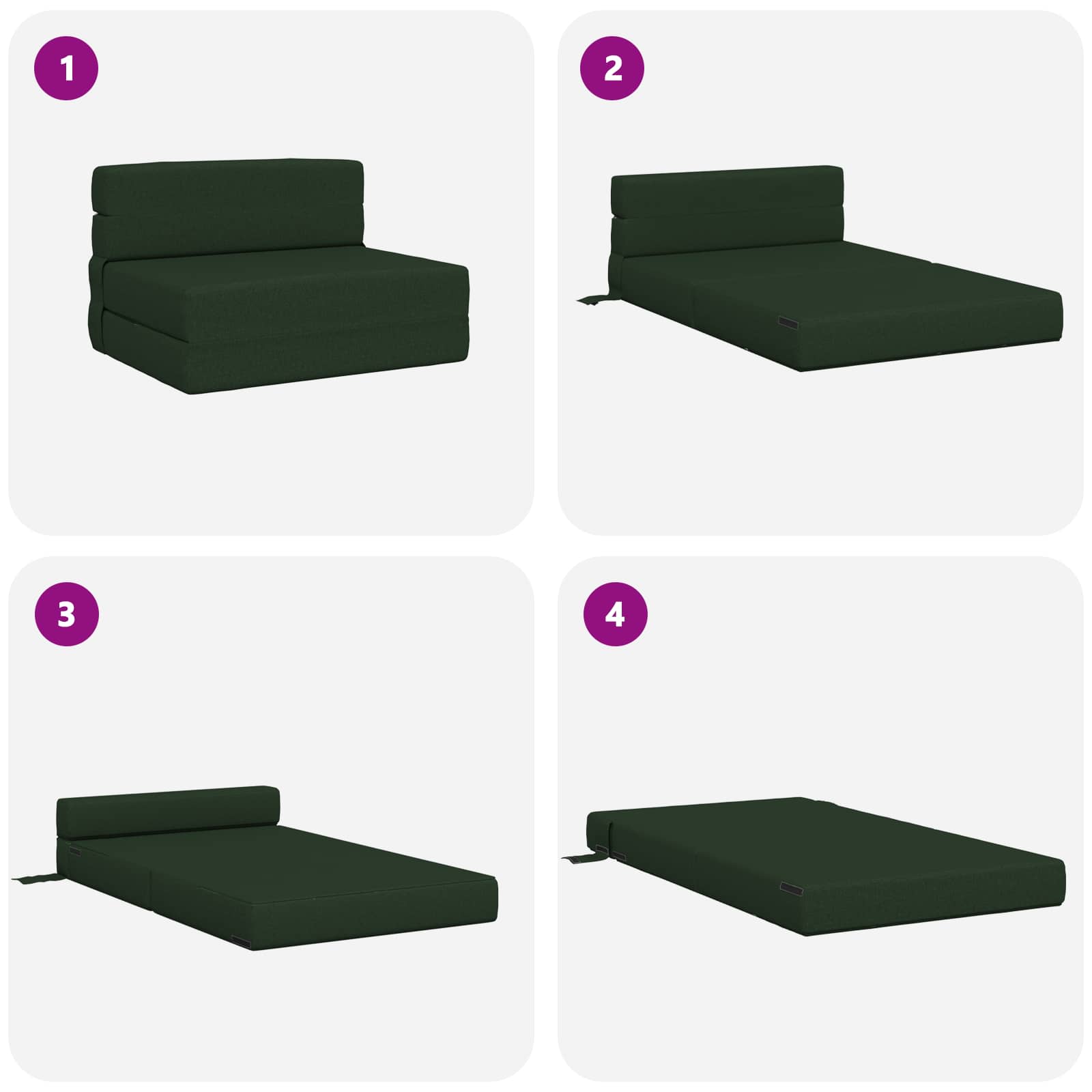 Klappsofa Bett Dunkelgrün 100 x 80 x 60 cm Stoff
