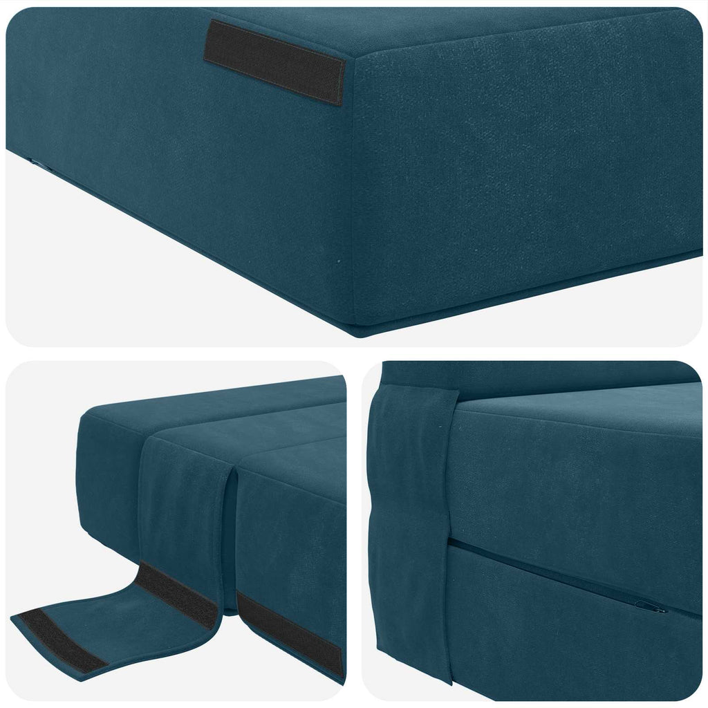 Klappsofa Bett Blau 100 x 80 x 60 cm Stoff
