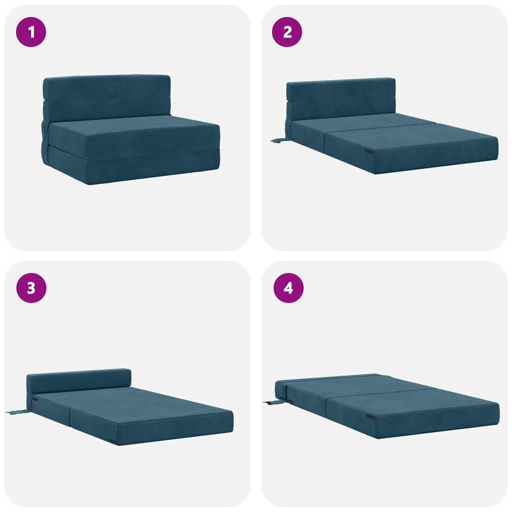 Klappsofa Bett Blau 100 x 80 x 60 cm Stoff