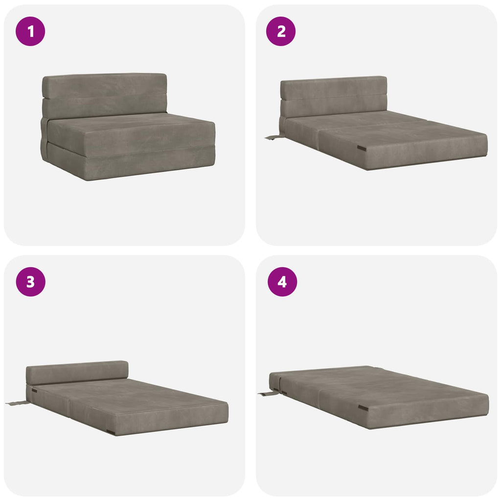 Klappsofa Bett Hellgrau 100 x 80 x 60 cm Stoff