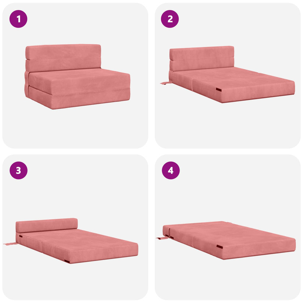 Klappsofa Bett Rosa 100 x 80 x 60 cm Stoff