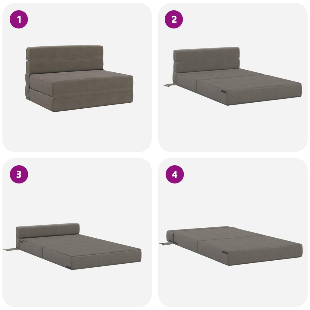Klappsofa Bett Hellgrau 100 x 80 x 60 cm Stoff