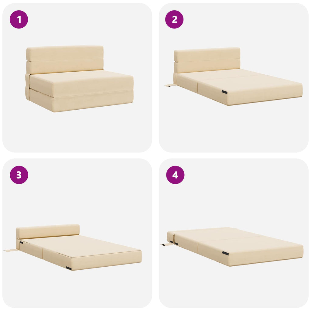 Klappsofa Bett Creme 100 x 80 x 60 cm Stoff