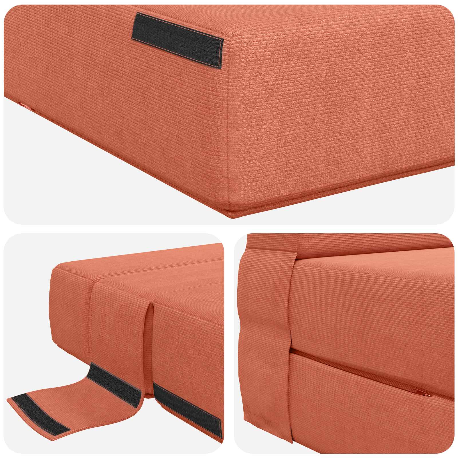 Klappsofa Bett Rot-Orange 100 x 80 x 60 cm Stoff