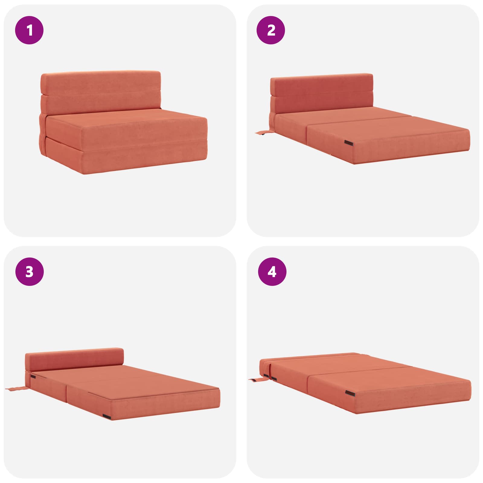 Klappsofa Bett Rot-Orange 100 x 80 x 60 cm Stoff