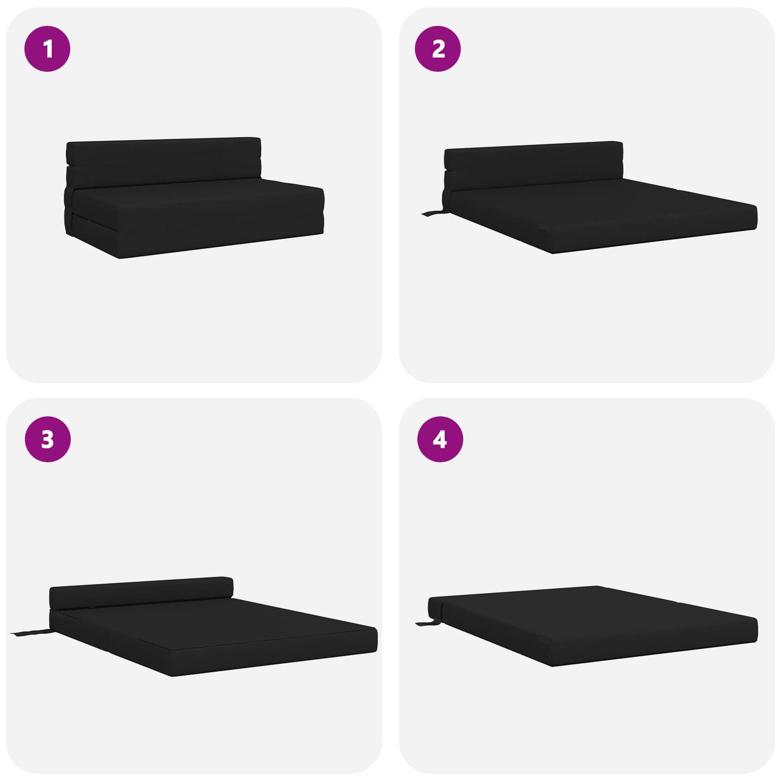 Klappsofa Bett Schwarz 152 x 86,5 x 60 cm Stoff