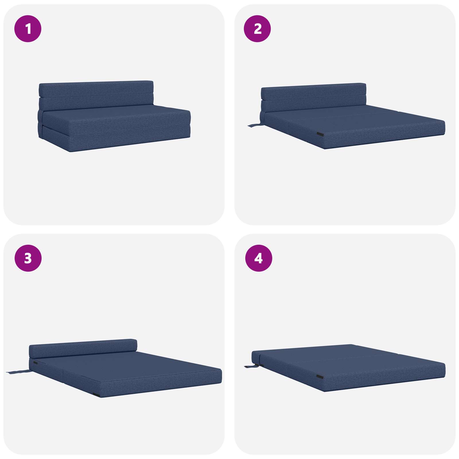 Klappsofa Bett Blau 152 x 86,5 x 60 cm Stoff