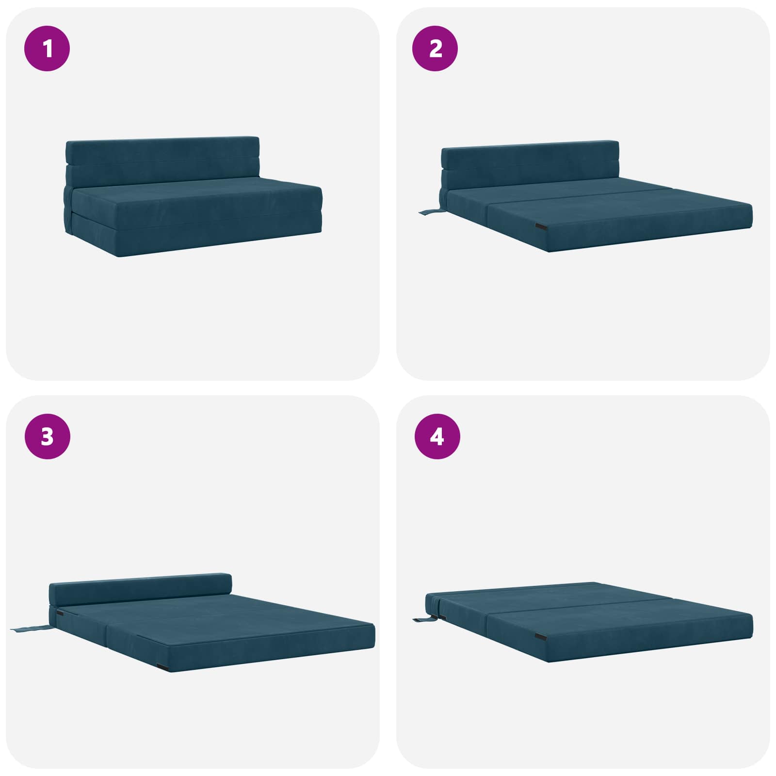 Klappsofa Bett Blau 152 x 86,5 x 60 cm Stoff