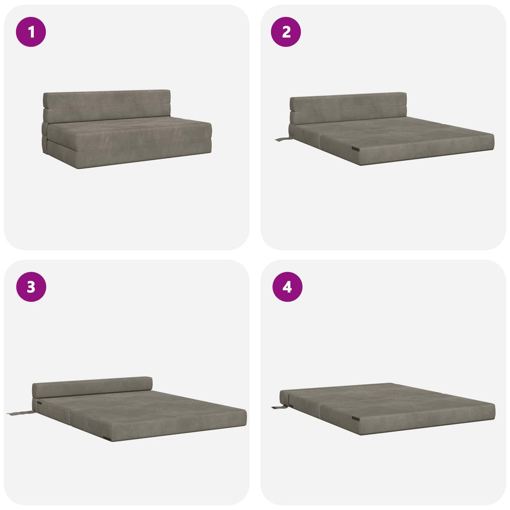 Klappsofa Bett Hellgrau 152 x 86,5 x 60 cm Stoff