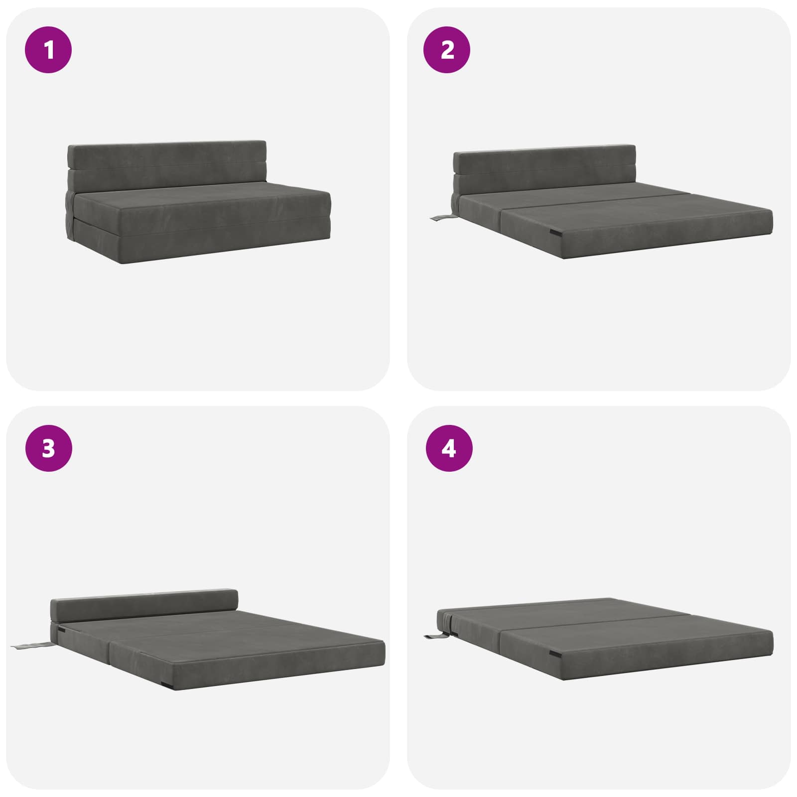 Klappsofa Bett Dunkelgrau 152 x 86,5 x 60 cm Stoff