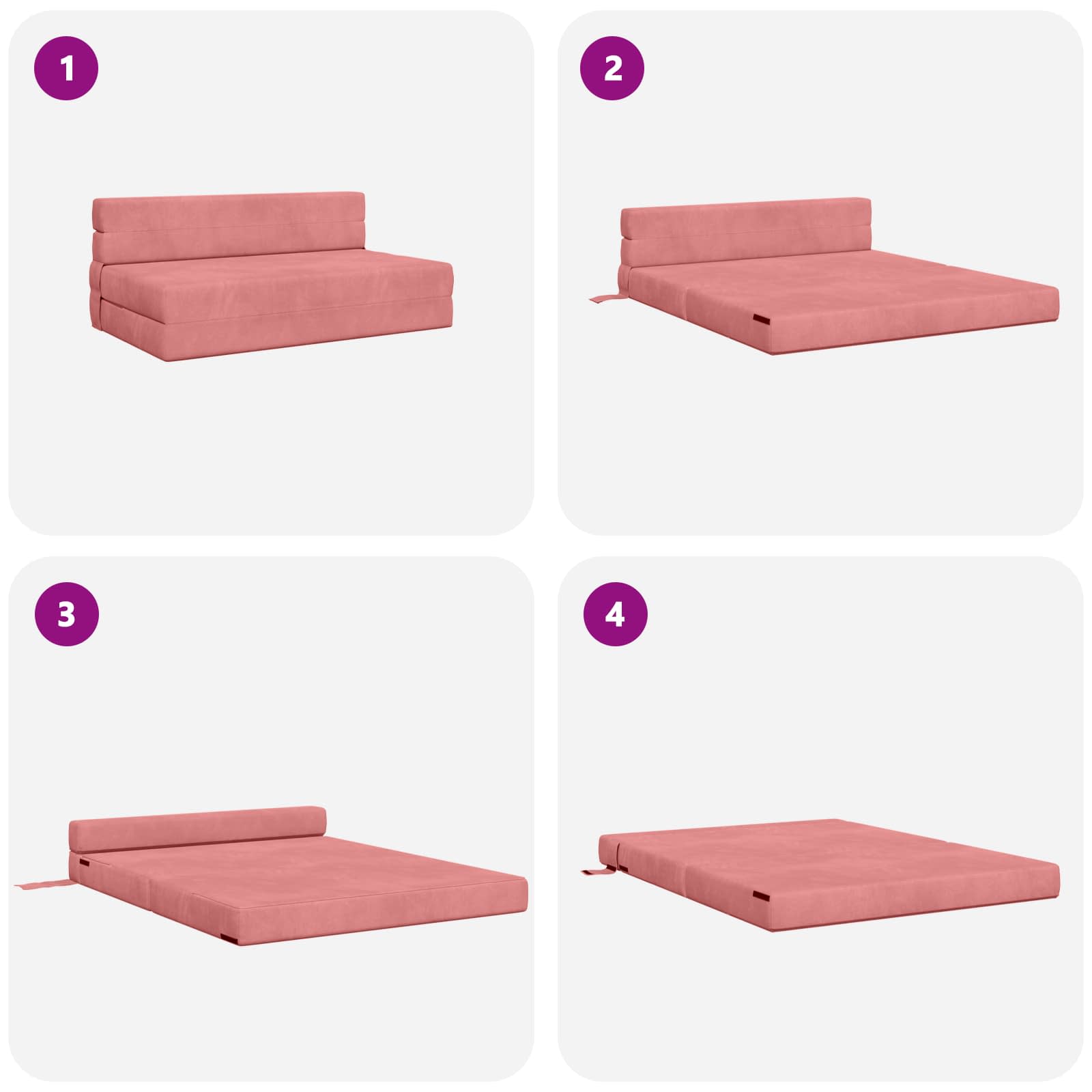 Klappsofa Bett Rosa 152 x 86,5 x 60 cm Stoff