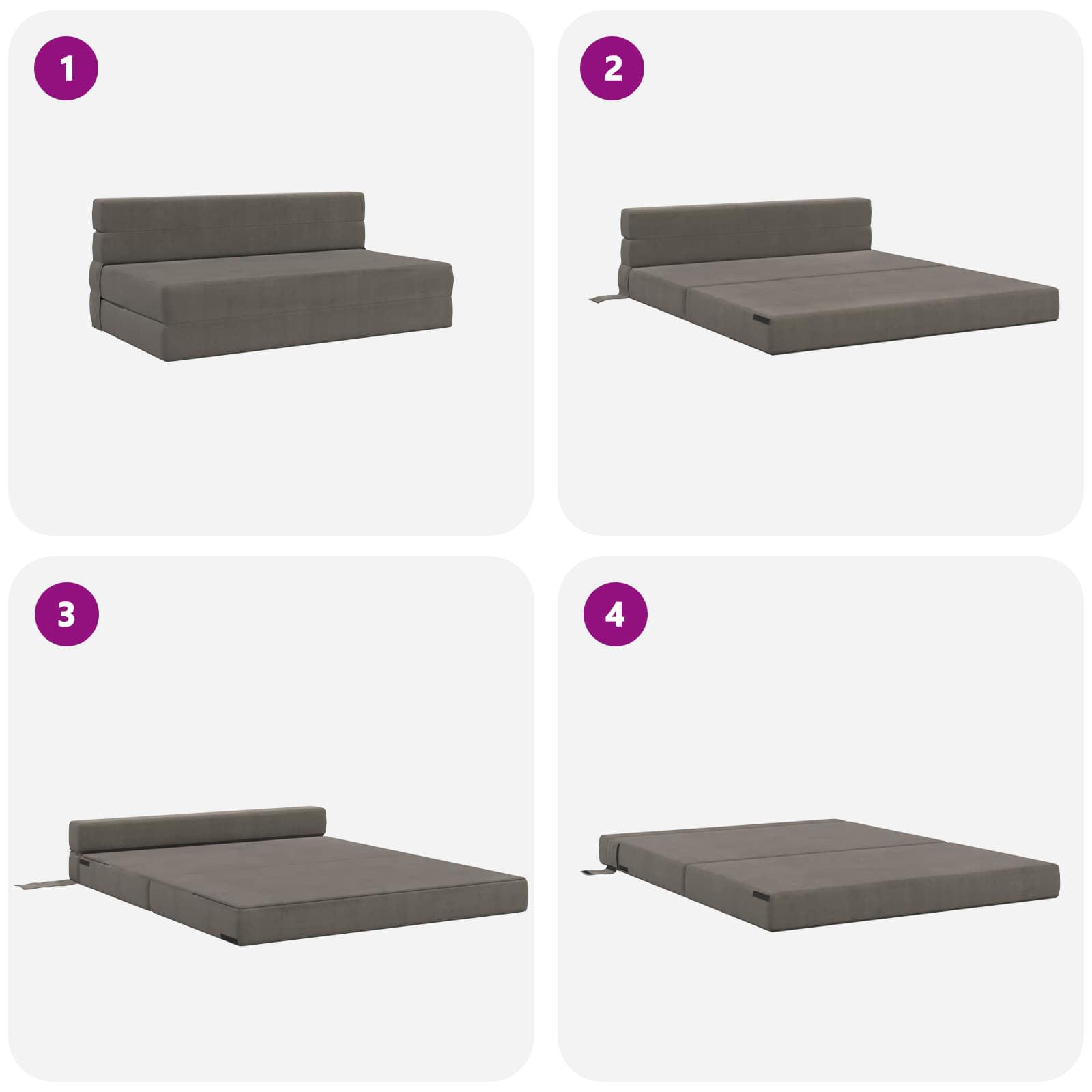 Klappsofa Bett Hellgrau 152 x 86,5 x 60 cm Stoff