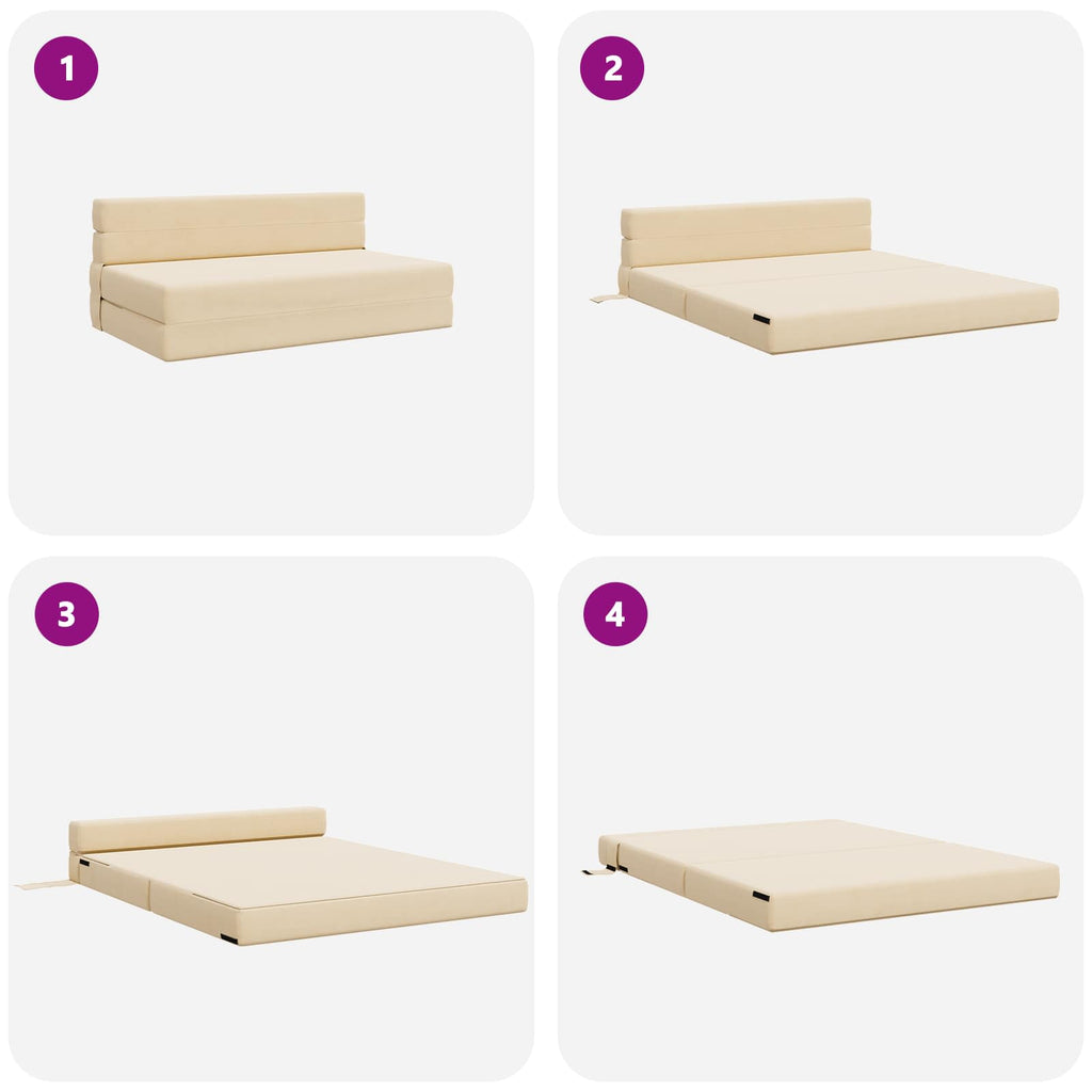 Klappsofa Bett Creme 152 x 86,5 x 60 cm Stoff