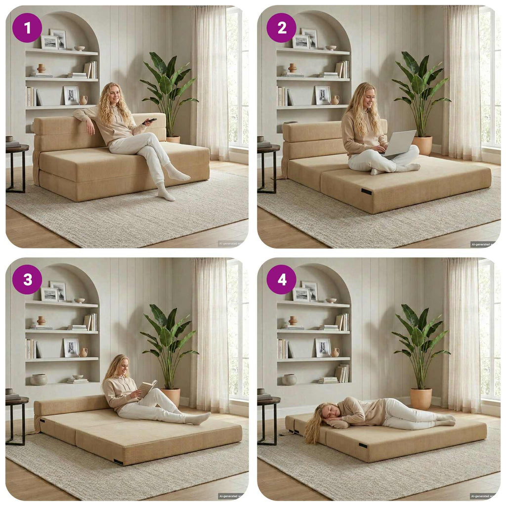 Klappsofa Bett Grün Grau 152 x 86,5 x 60 cm Stoff