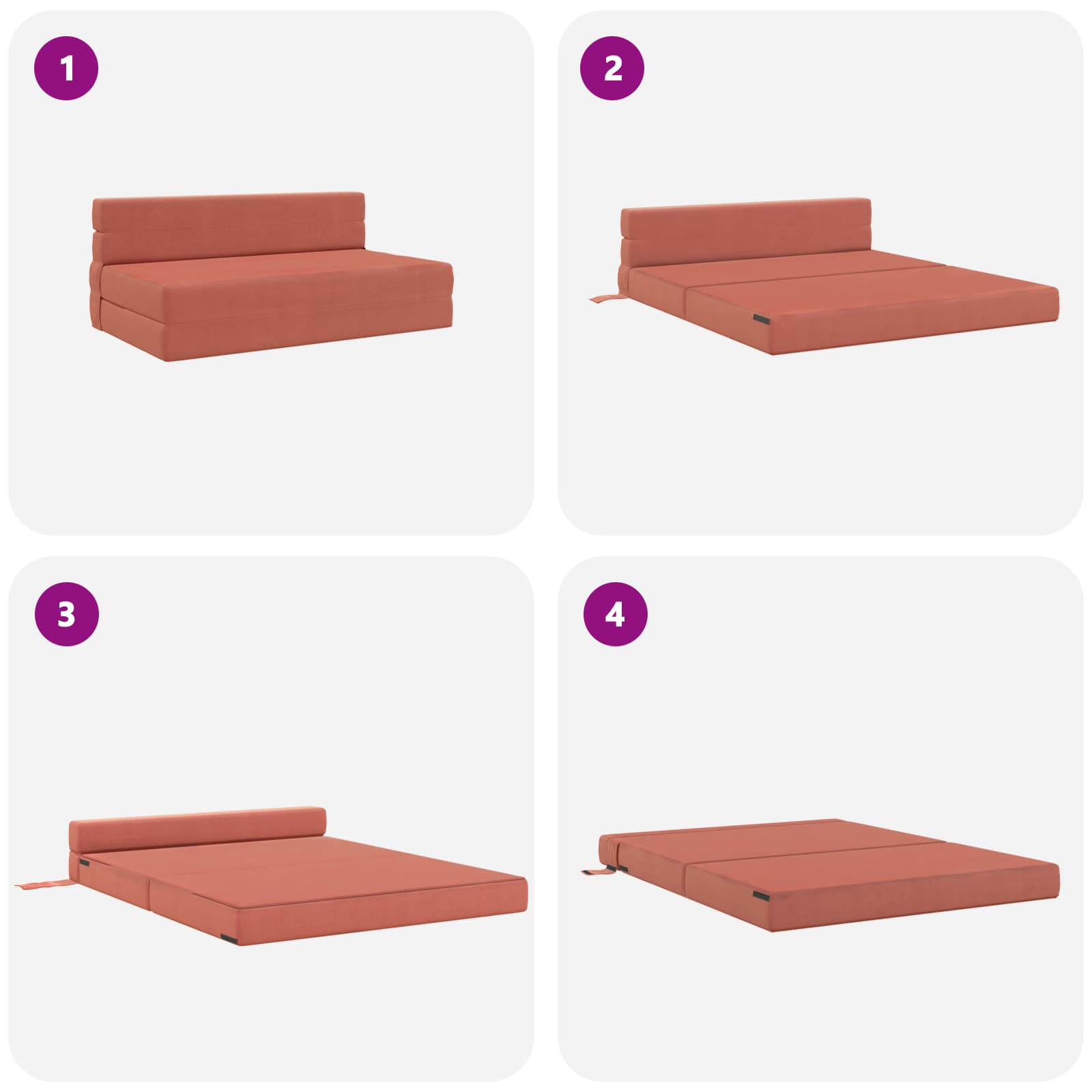 Klappsofa Bett Rot-Orange 152 x 86,5 x 60 cm Stoff