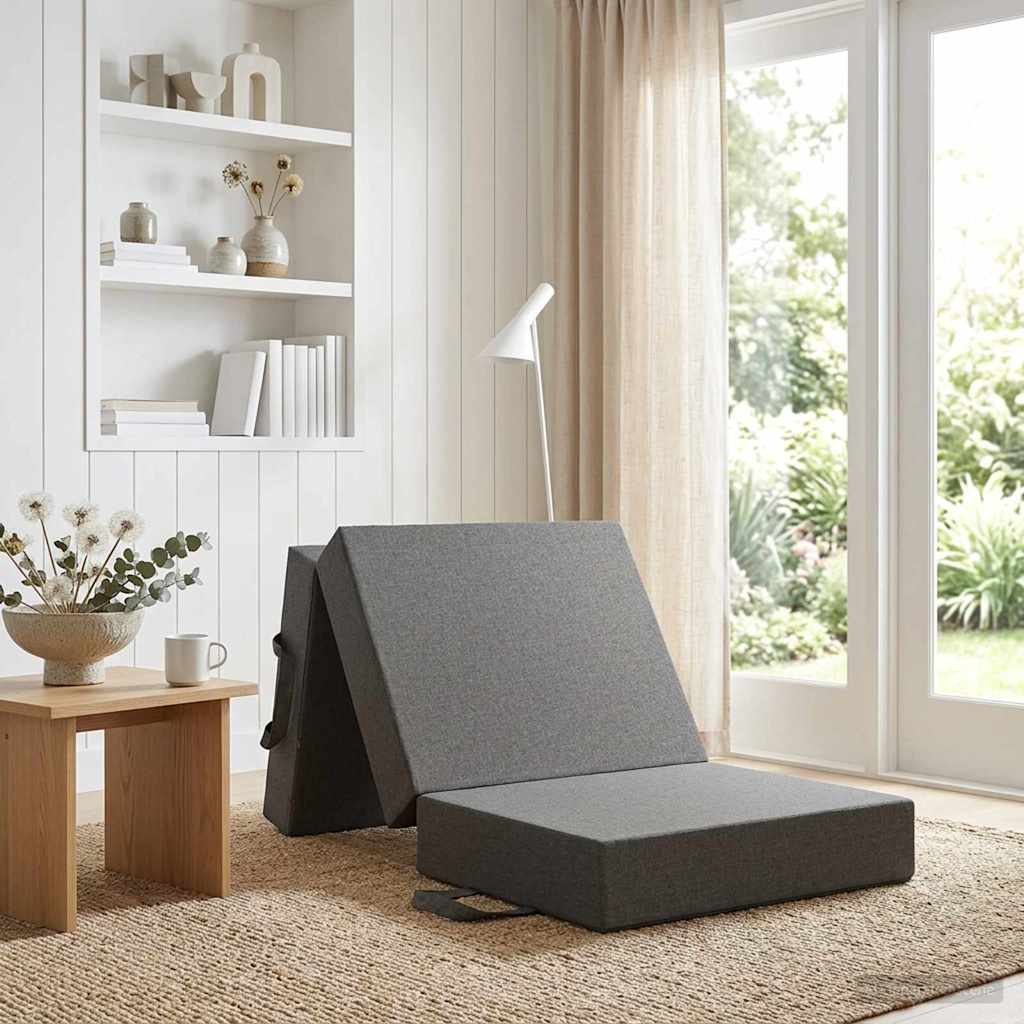Klappsofa Bett 90 x 63 x 45 cm Hellgrau
